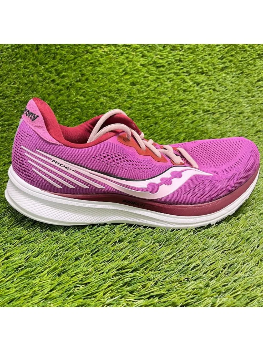 Saucony Ride 14 Womens Size 10 Purple Pink White Athletic Running Shoes Sneakers
